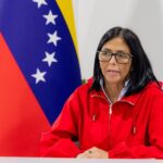 Venezuelan Acting President Delcy Rodriguez issues statements during a meeting at Miraflores Palace on Monday, March 16, 2026. Photo: Venezuelan Presidential Press.