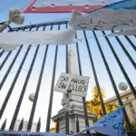 A sign commemorates the disappeared and the stolen babies during the last dictatorship in Argentina. Photo: X/ @naiz_info.