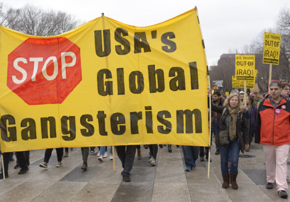 Anti-war protests in Washington DC, January 4, 2020. Photo: Stephen D. Melkisethian/flickr.