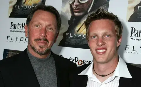 Larry Ellison (left) and his son David Ellison. Photo: Aol.