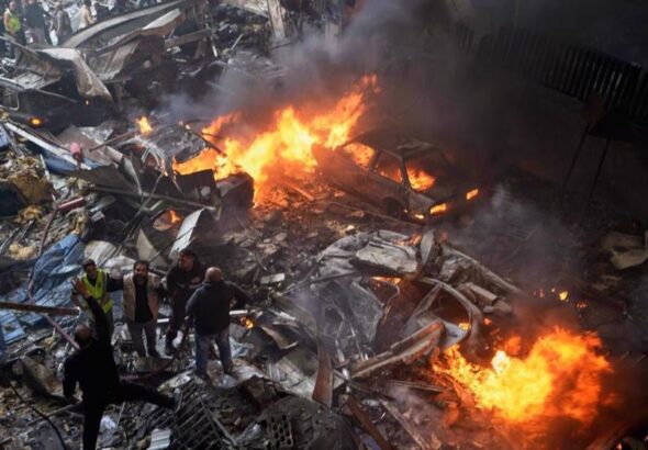 First responders work at the site of an Israeli aggression that struck a civilian apartment building in Beirut, Lebanon, April 8, 2026. Photo: AP.