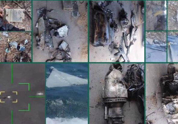 A combo provided by the Islamic Revolution Guards Corps (IRGC) on April 3, 2026 shows the aftermath of various successful strikes carried out by its Aerospace Force against enemy projectiles and drones as well as a warplane belonging to aggressors. Photo: PressTV.