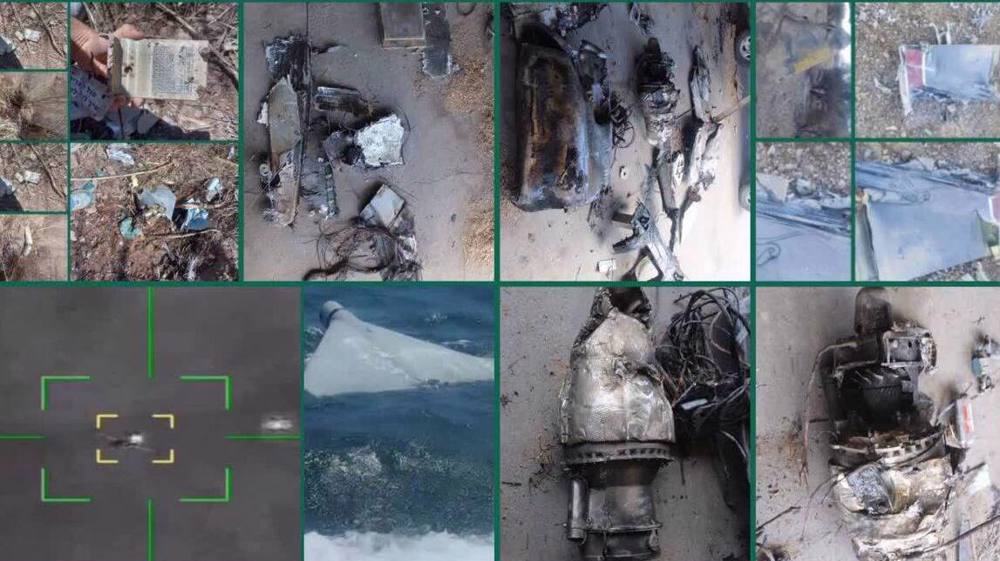 A combo provided by the Islamic Revolution Guards Corps (IRGC) on April 3, 2026 shows the aftermath of various successful strikes carried out by its Aerospace Force against enemy projectiles and drones as well as a warplane belonging to aggressors. Photo: PressTV.