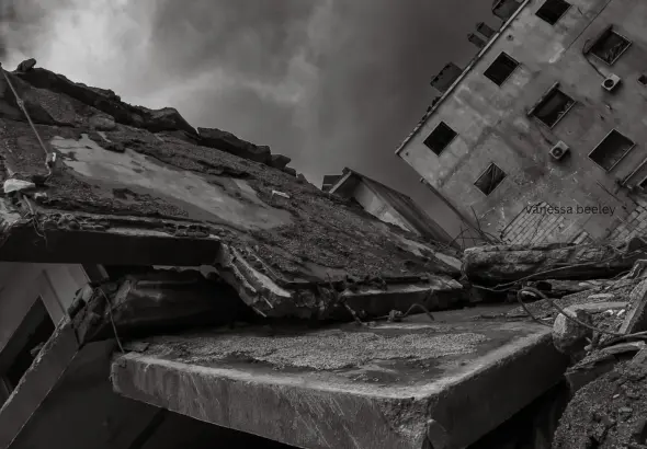 A family home in Baalbek, destroyed by a Zionist airstrike. Photo: Vanessa Beeley.