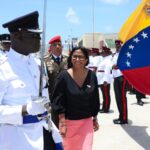 Venezuelan Acting President Delcy Rodriguez during the ceremony to receive her upon arrival at the Maurice Bishop International Airport in St. George’s, Grenada, in her first international state visit, on April 9, 2026. Photo: Venezuelan Presidential Press.