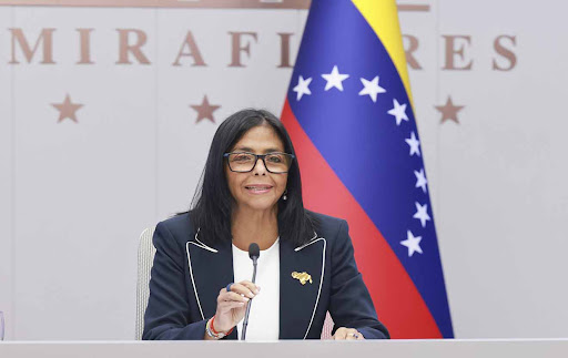 Venezuelan Acting President Delcy Rodríguez during a meeting with local and foreign investors at Miraflores Palace, Caracas. Photo: Venezuelan Presidential Press/File photo.