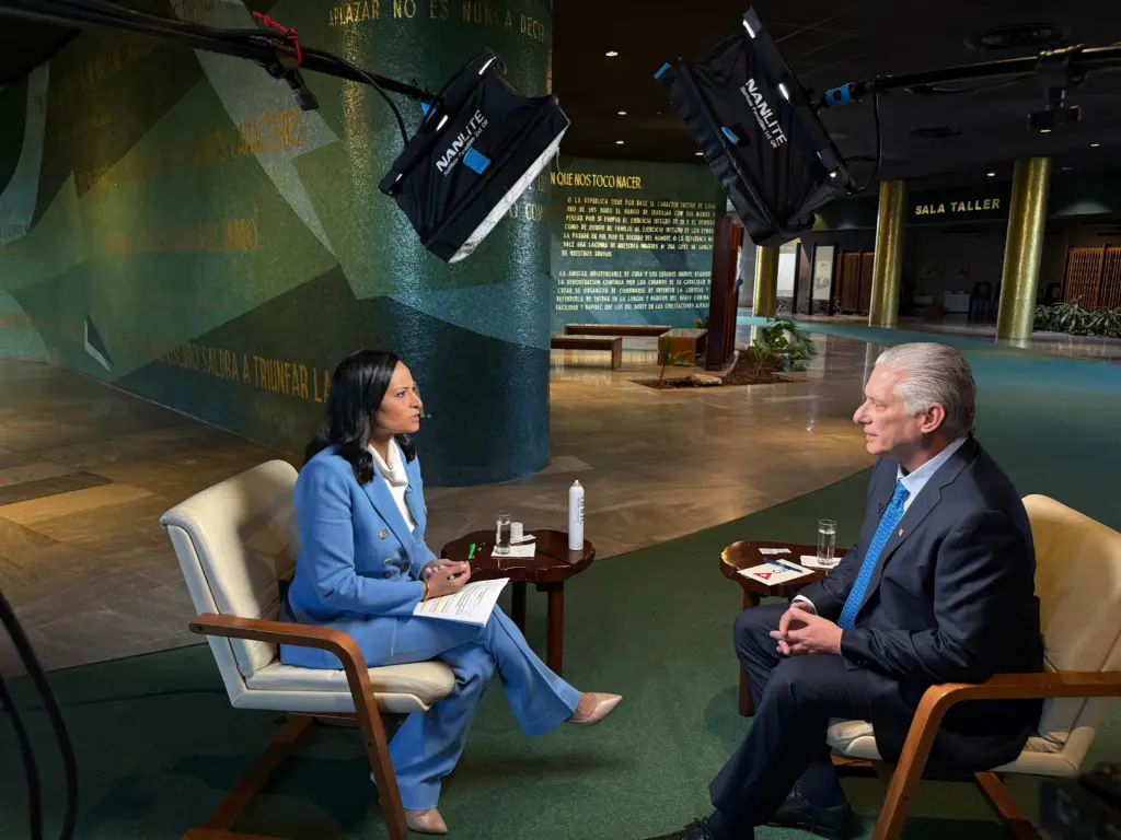 Cuban President Miguel Díaz-Canel in an interview with NBC's Kristen Welker. Photo: NBC News.