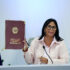 Venezuelan Acting President Delcy Rodríguez signs the newly passed Organic Law of Mining at Miraflores Palace, Caracas, on Thursday, April 16, 2026. Photo: Presidential Press.