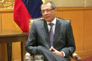 Former Ecuadorian Vice President Jorge Glas in court for one of the lawfare cases against him, May 2023. File photo.