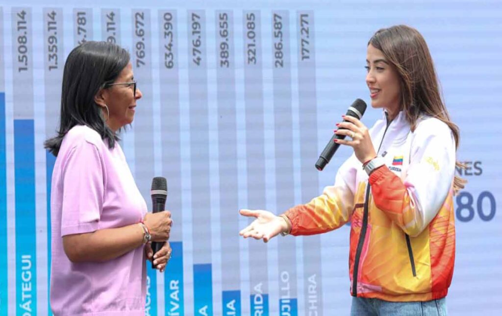 Venezuelan Acting President Delcy Rodríguez and Tourism Minister Daniella Cabello during a briefing on 2026 Holy Week. Photo: Venezuelan Presidential Press.