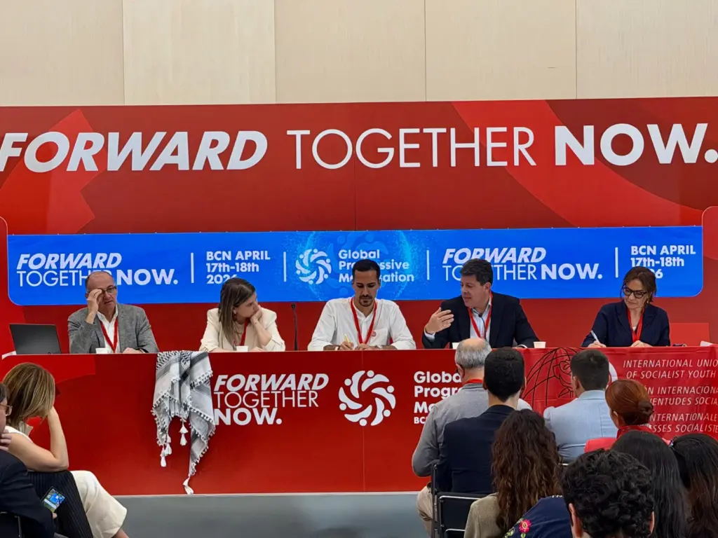 A view of one of the plenary sessions of Global Progressive Mobilization, in Barcelona, Spain, April 17, 2026. Photo: GPM website.