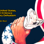 A political graphic featuring text that urges the adoption of "revolutionary defeatism" within the United States. Photo: Vox Ummah.