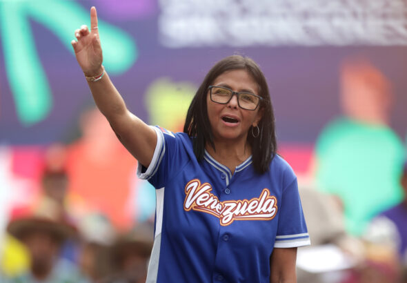 Venezuelan Acting President Delcy Rodríguez announcing an increase of workers income ahead of the May 1 holiday. Caracas, April 30, 2026. Photo: Ronald Peña/EFE.