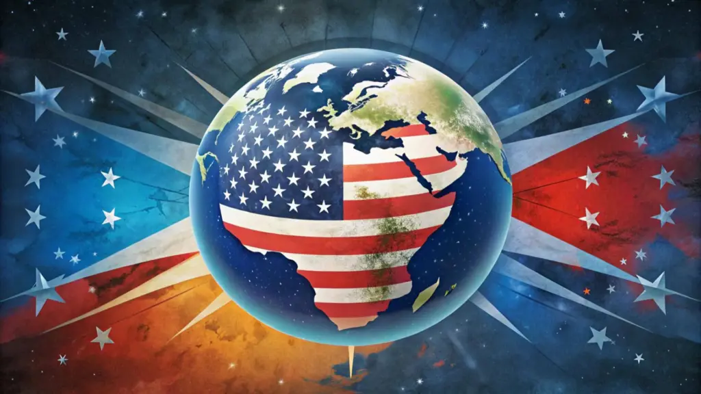 US flag covering the globe, indicating US hegemony over the world. Illustration: New Eastern Outlook.