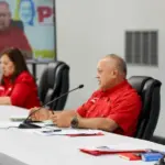 Venezuelan Chavista leader Diosdado Cabello during the weekly PSUV press conference in Caracas on April 13, 2026. Photo: Belsi Guerrero/MPPIJP.