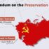 The image shows a red map of the USSR with the hammer and sickle and a star. At the top, the title reads: "1991 Referendum on the Preservation of the USSR." On the left side, there are two pie charts highlighting key data. Photo: Socialist Voice/File photo.