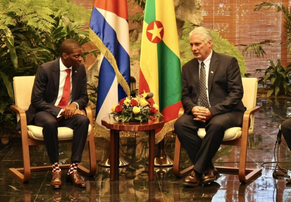 Photo of a 2024 meeting between Grenadian Prime Minister Dickon Mitchell and Cuban President Miguel Díaz-Canel. Photo: X/@DiazCanelB.