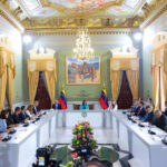 The acting president of Venezuela, Delcy Rodríguez, chairs the event establishing the Commission for the Great National Consultation on Justice System Reform at Miraflores Palace, Caracas, April 23, 2026. Photo: Presidential Press.