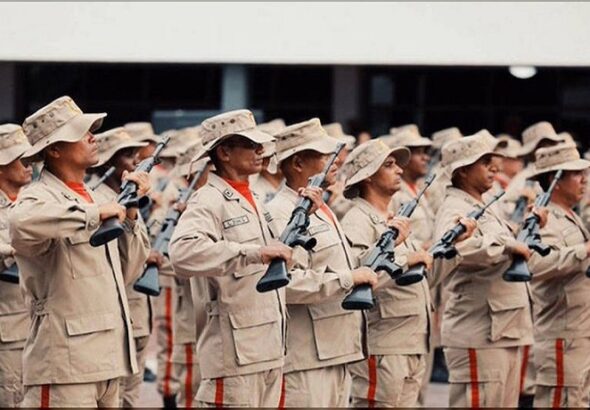 Members of the Bolivarian Militia of Venezuela (Milicia Bolivariana) during a military parade. Photo: Monthly Review.