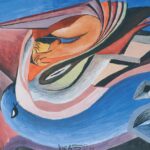 A gouache painting titled 'Composición con pájaro azul' created in 1942 by the Venezuelan modern artist Oswaldo Vigas. Photo: Oswaldo Vigas Foundation.