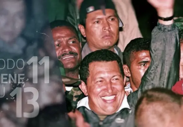 President Hugo Chávez upon his return to Miraflores Palace on April 13. Photo: Jorge Silva/Reuters.