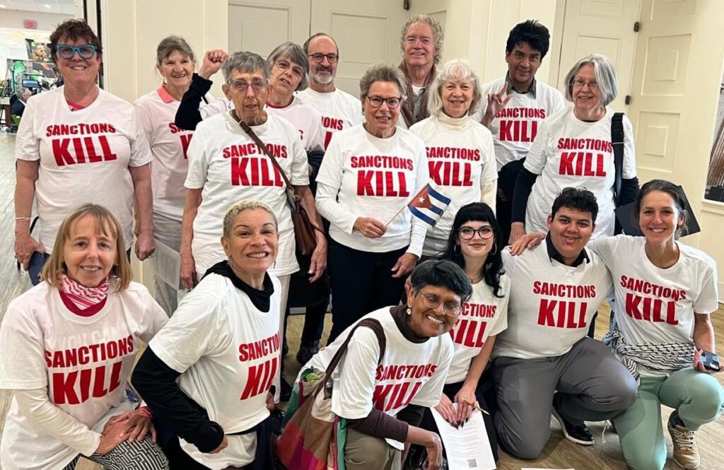 Activists tell Congress to stop applying unilateral coercive measures and lift the blockade on Cuba. Photo: Jill Clark-Gollub.