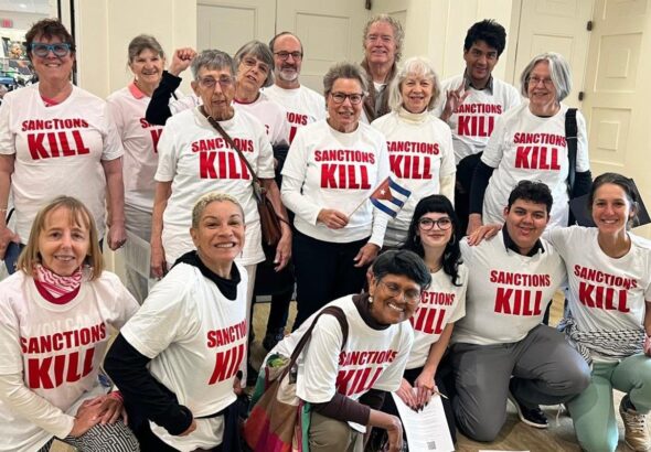 Activists tell Congress to stop applying unilateral coercive measures and lift the blockade on Cuba. Photo: Jill Clark-Gollub.