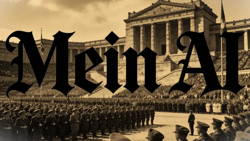 A Nazi rally juxtaposed with "Mein AI." Photo: Substack.