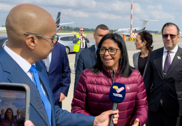 Venezuela's Acting President Delcy Rodriguez upon arrival to the Netherlands to participate in the ICJ session on the Essequibo Territory dispute. Amsterdam, Sunday, May 10, 2026. Photo: EFE.