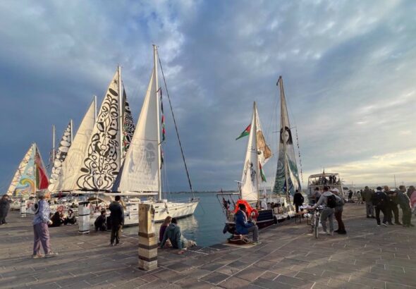 Picture provided on April 23, 2026 shows the Global Sumud Flotilla preparing to set sail for Gaza in Syracuse, Italy. Photo: AP.