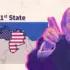 The image shows a title that reads "51st State," Donald Trump pointing with his right index finger (in the foreground), and a map of Venezuela painted with the US flag (in the background). Photo: CODEPINK.