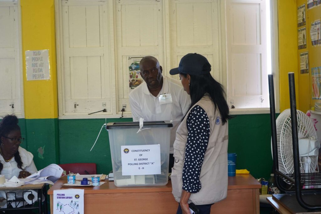 Voters cast ballots at a polling station in Antigua and Barbuda's general elections, held on April 30, 2026. Photo: The Commonwealth.