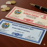 Printed physical certificates of Venezuelan sovereign bonds and publicly-owned oil company PDVSA (Petróleos de Venezuela SA) bonds. Photo: File photo.