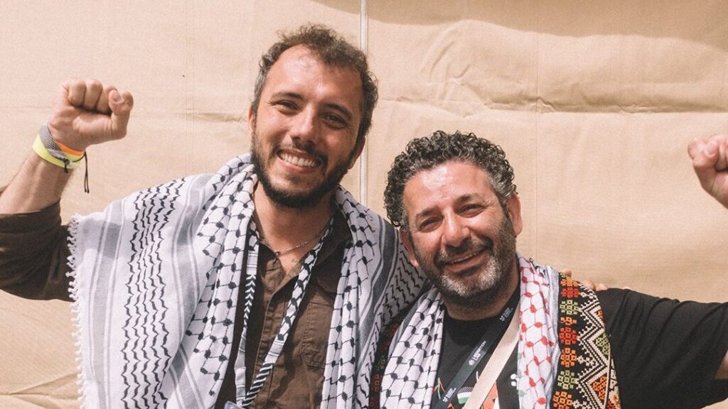 Thiago Ávila and Saif Abukeshek. Photo: Global Sumud Flotilla.