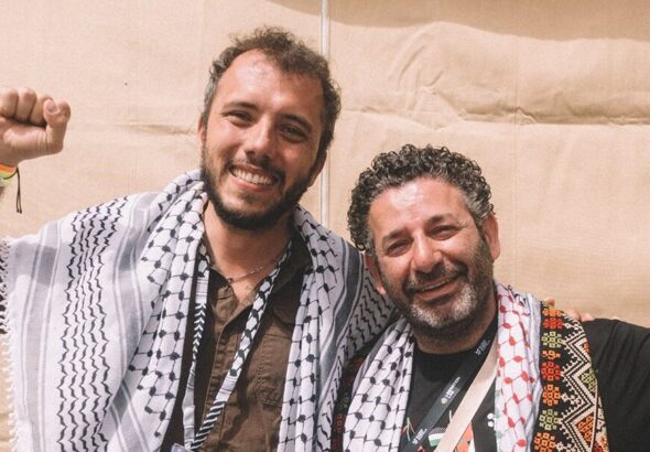 Thiago Ávila and Saif Abukeshek. Photo: Global Sumud Flotilla.