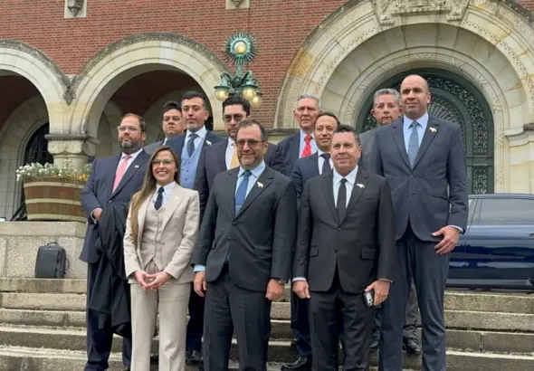 The Venezuelan delegation at the ICJ hearing on the Essequibo dispute. Photo: Telesur.