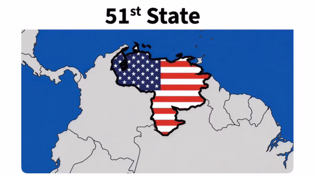 Map of Venezuela (without the Essequibo territory) covered by the US flag. Photo: TS/@realDonaldTrump.
