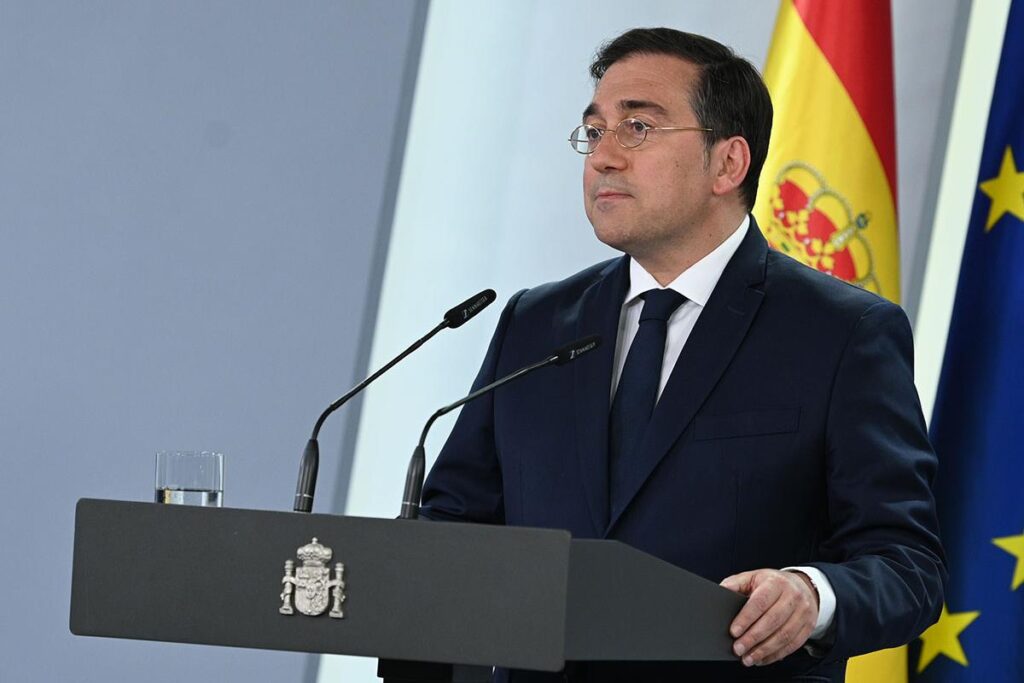 Foreign Affairs Minister of Spain, José Manuel Albares, giving statements to the press. Photo: Government of Spain.