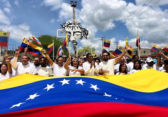 A view of the mobilization of the National Pilgrimage Against Sanctions, in Caracas, April 30, 2026. Photo: Alba Ciudad.