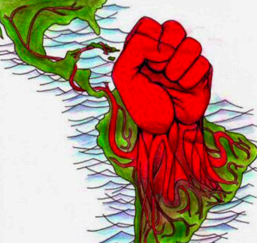 A map of Latin America transformed into a powerful symbol of resistance. Photo: United World.
