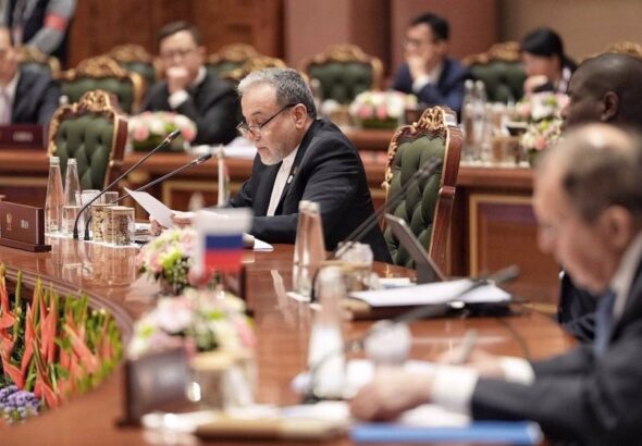 Iranian Foreign Minister Abbas Araghchi addresses the meeting of the foreign ministers of the BRICS member states in New Delhi, India, on May 14, 2026. Photo: Iranian Foreign Ministry.
