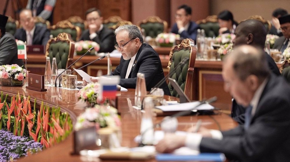 Iranian Foreign Minister Abbas Araghchi addresses the meeting of the foreign ministers of the BRICS member states in New Delhi, India, on May 14, 2026. Photo: Iranian Foreign Ministry.
