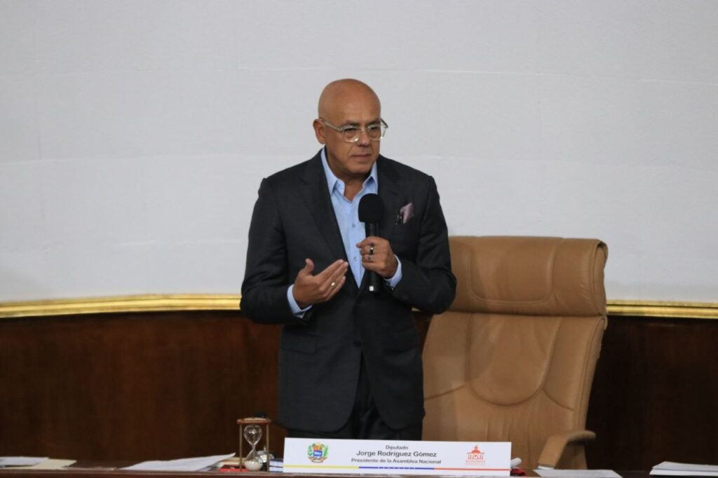 Venezuelan National Assembly's President Jorge Rodríguez giving statements about Alex Saab's deportation, in Caracas, May 19, 2026. Photo: IG/@asamblea_ven.