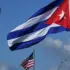 US and Cuban flags fly in front of the US Embassy in Havana, Cuba. Photo: AP/Ramon Espinosa.