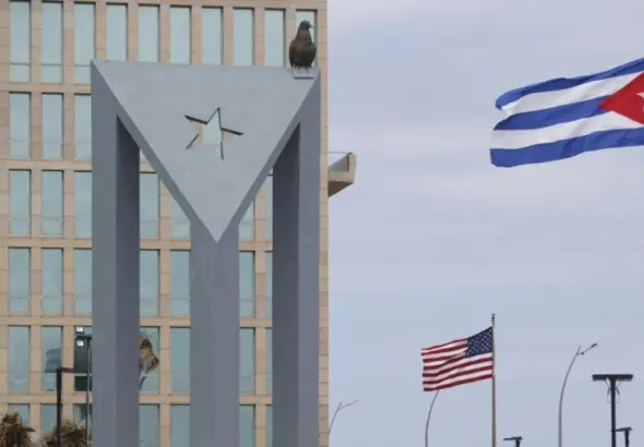 The US embassy in Havana, Cuba. Photo: EFE/Ernesto Mastrascusa.