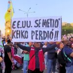 Protesters marching in Lima on Saturday, June 13, condemning irregularities and demanding respect for the popular will expressed in the elections. Photo: Screenshot/Telesur.
