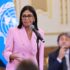 Venezuelan Acting President Delcy Rodríguez during a ceremony with the UN Resident Coordinator Gianluca Rampolla at Miraflores Palace, Caracas, on Thursday, July 31, 2026. Photo: Venezuelan Presidential Press.