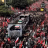 A vehicle carrying coffins of Iran's late supreme leader ayatollah Ali Khamenei and his family members on 6 July. Photo: Majid Asgaripour/Reuters.