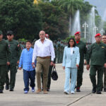 Venezuelan Acting President Delcy Rodríguez alongside National Assembly President Jorge Rodríguez, Defense Minister Gustavo González López, and Interior Minister Diosdado Cabello during the celebrations of the 215 years of Venezuela's independence on Sunday, July 5, 2026. Photo: Venezuelan Presidential Press.