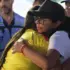 The acting president of Venezuela, Delcy Rodríguez, embraces an earthquake survivor at a shelter in La Guaira state on June 28, 2026. Photo: Presidential Press.